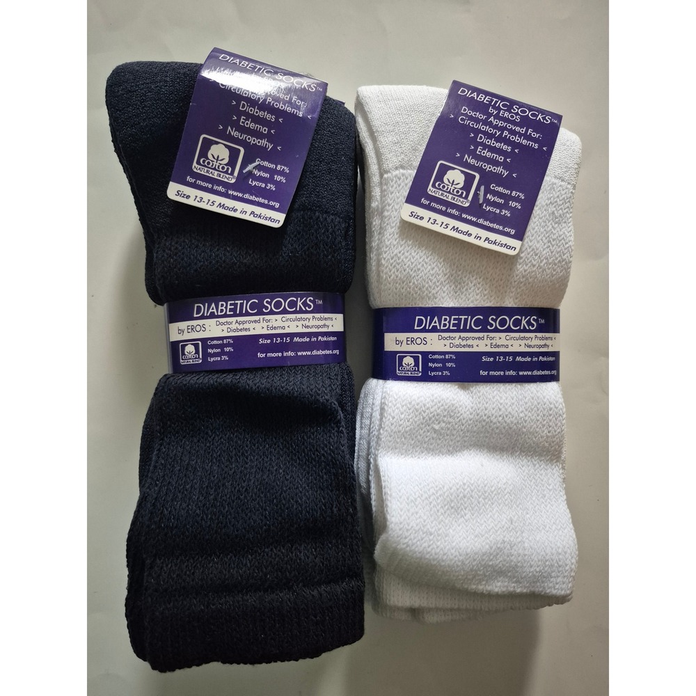 Eros Diabetic 6 Pairs Socks Mens Size 13-15 Doctor Approved Edema Neuropathy